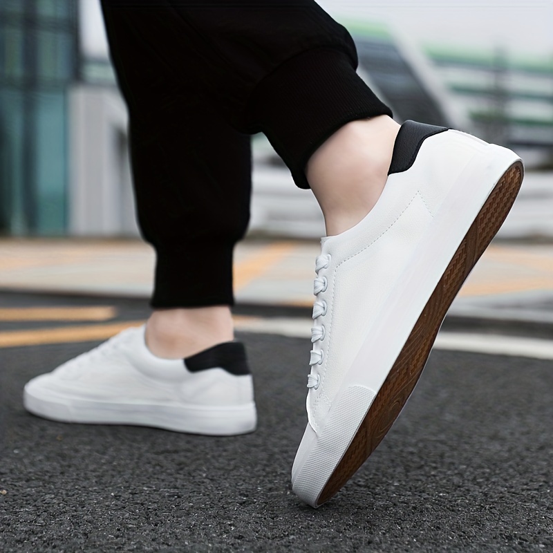 white skateboard shoes men s trendy solid color block non details 7