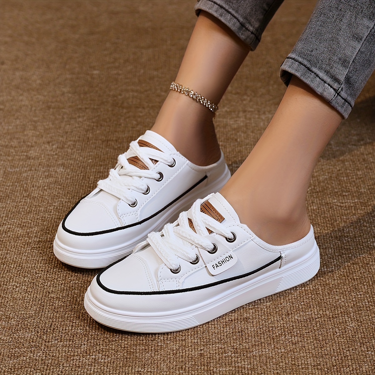 solid color casual sneakers women s lace platform soft sole details 0