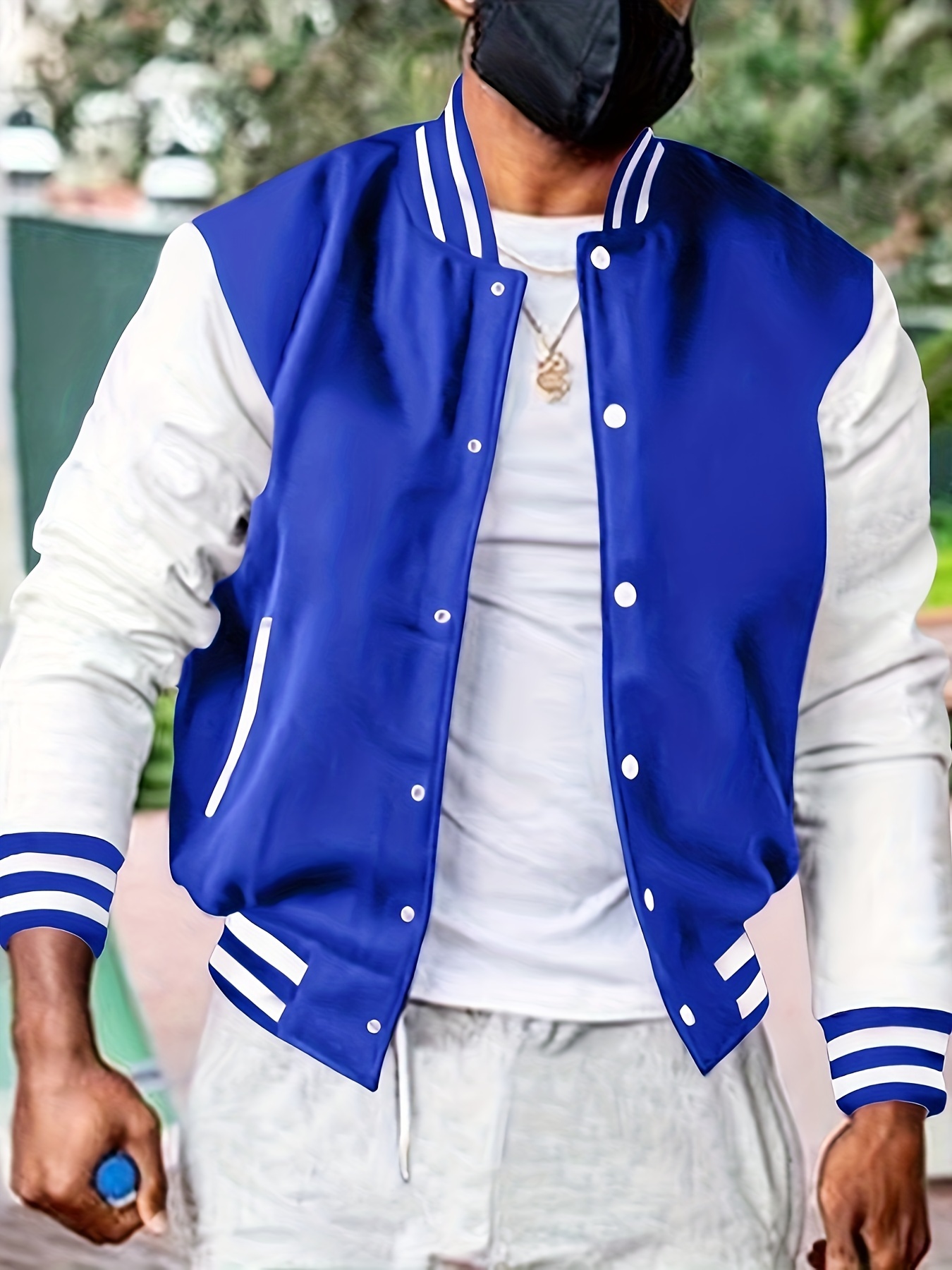 warm fleece varsity jacket mens casual color block button up jacket for fall winter school details 23